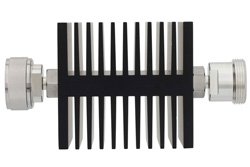PE7312-30 - 30 dB Fixed Attenuator, 7/16 DIN Male To 7/16 DIN Female Directional Black Anodized Aluminum Heatsink Body Rated To 50 Watts Up To 7.5 GHz