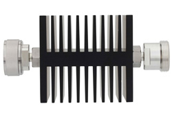 PE7312-6 - 6 dB Fixed Attenuator, 7/16 DIN Male To 7/16 DIN Female Directional Black Anodized Aluminum Heatsink Body Rated To 50 Watts Up To 7.5 GHz