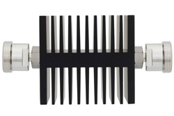 PE7313-6 - 6 dB Fixed Attenuator, 7/16 DIN Female To 7/16 DIN Female Directional Black Anodized Aluminum Heatsink Body Rated To 50 Watts Up To 7.5 GHz