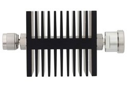 PE7314-40 - 40 dB Fixed Attenuator, N Male To 7/16 DIN Female Directional Black Anodized Aluminum Heatsink Body Rated To 50 Watts Up To 7.5 GHz