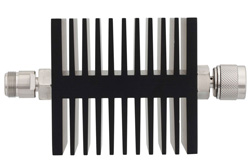 PE7317-6 - 6 dB Fixed Attenuator, N Female To N Male Directional Black Anodized Aluminum Heatsink Body Rated To 50 Watts Up To 18 GHz