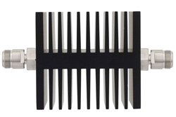 PE7323-20 - 20 dB Fixed Attenuator, N Female To N Female Directional Black Anodized Aluminum Heatsink Body Rated To 50 Watts Up To 18 GHz