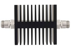 PE7323-50 - 50 dB Fixed Attenuator, N Female to N Female Directional Black Anodized Aluminum Heatsink Body Rated to 50 Watts Up to 6 GHz