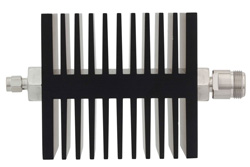 PE7324-50 - 50 dB Fixed Attenuator, SMA Male To N Female Directional Black Anodized Aluminum Heatsink Body Rated To 50 Watts Up To 18 GHz