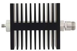 PE7325-50 - 50 dB Fixed Attenuator, SMA Female To N Female Directional Black Anodized Aluminum Heatsink Body Rated To 50 Watts Up To 18 GHz