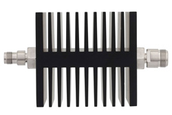 PE7327-20 - 20 dB Fixed Attenuator, TNC Female To N Female Directional Black Anodized Aluminum Heatsink Body Rated To 50 Watts Up To 18 GHz