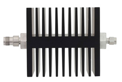 PE7331-40 - 40 dB Fixed Attenuator, TNC Female To SMA Male Directional Black Anodized Aluminum Heatsink Body Rated To 50 Watts Up To 18 GHz