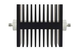PE7337-40 - 40 dB Fixed Attenuator, SMA Female To SMA Female Directional Black Anodized Aluminum Heatsink Body Rated To 50 Watts Up To 18 GHz