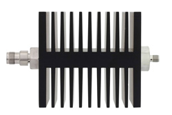 PE7339-6 - 6 dB Fixed Attenuator, TNC Female To SMA Female Directional Black Anodized Aluminum Heatsink Body Rated To 50 Watts Up To 18 GHz