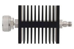 PE7344-3 - 3 dB Fixed Attenuator, 7/16 DIN Male To TNC Female Directional Black Anodized Aluminum Heatsink Body Rated To 50 Watts Up To 7.5 GHz