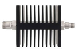 PE7347-30 - 30 dB Fixed Attenuator, N Female To TNC Female Directional Black Anodized Aluminum Heatsink Body Rated To 50 Watts Up To 18 GHz