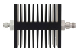 PE7348-30 - 30 dB Fixed Attenuator, SMA Male To TNC Female Directional Black Anodized Aluminum Heatsink Body Rated To 50 Watts Up To 18 GHz