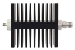 PE7349-30 - 30 dB Fixed Attenuator, SMA Female To TNC Female Directional Black Anodized Aluminum Heatsink Body Rated To 50 Watts Up To 18 GHz