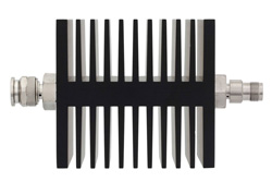 PE7350-10 - 10 dB Fixed Attenuator, TNC Male To TNC Female Directional Black Anodized Aluminum Heatsink Body Rated To 50 Watts Up To 18 GHz