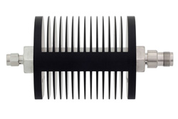 PE7358-40 - 40 dB Fixed Attenuator, SMA Male to TNC Female Black Anodized Aluminum Heatsink Body Rated to 25 Watts Up to 18 GHz