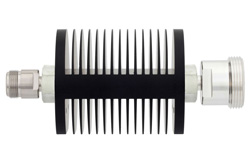 PE7369-3 - 3 dB Fixed Attenuator, N Female to 7/16 DIN Female Black Anodized Aluminum Heatsink Body Rated to 25 Watts Up to 7.5 GHz