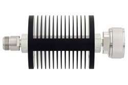 PE7370-20 - 20 dB Fixed Attenuator, N Female to 7/16 DIN Male Black Anodized Aluminum Heatsink Body Rated to 25 Watts Up to 7.5 GHz