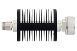 PE7370-30 - 30 dB Fixed Attenuator, N Female to 7/16 DIN Male Black Anodized Aluminum Heatsink Body Rated to 25 Watts Up to 7.5 GHz