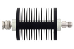 PE7375-40 - 40 dB Fixed Attenuator, TNC Male to TNC Female Black Anodized Aluminum Heatsink Body Rated to 25 Watts Up to 18 GHz