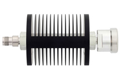 PE7376-10 - 10 dB Fixed Attenuator, TNC Female to 7/16 DIN Female Black Anodized Aluminum Heatsink Body Rated to 25 Watts Up to 7.5 GHz