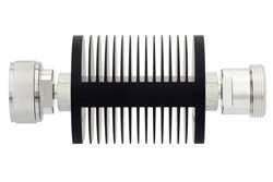 PE7379-3 - 3 dB Fixed Attenuator, 7/16 DIN Male to 7/16 DIN Female Black Anodized Aluminum Heatsink Body Rated to 25 Watts Up to 7.5 GHz