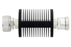 PE7379-6 - 6 dB Fixed Attenuator, 7/16 DIN Male to 7/16 DIN Female Black Anodized Aluminum Heatsink Body Rated to 25 Watts Up to 7.5 GHz