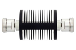 PE7380-40 - 40 dB Fixed Attenuator, 7/16 DIN Female to 7/16 DIN Female Black Anodized Aluminum Heatsink Body Rated to 25 Watts Up to 7.5 GHz