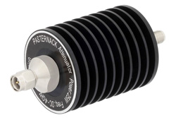 PE7393-30 - 30 dB Fixed Attenuator, SMA Male to SMA Female Black Anodized Aluminum Heatsink Body Rated to 25 Watts Up to 4 GHz