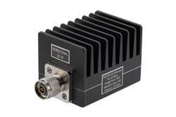 PE7394-6 - 6 dB Fixed Attenuator, N Male To N Female Black Anodized Aluminum Heatsink Body Rated To 50 Watts Up To 4 GHz
