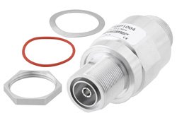 PE73SP1004 - 7/16 F/F In/Out Bulkhead Coax RF Surge Protector, 698MHz - 2.7GHz, DC Pass, 1000W, IP67, 20kA, Filter, Low PIM -155 dBc