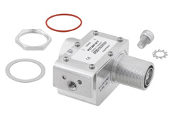 7/16 M/F In/Out Coax RF Surge Protector 800MHz - 2.5GHz DC Pass 300W IP67 175uJ 20kA Hybrid Bracket Toward Body