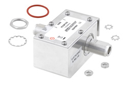 Type N F/F In/Out Coax RF Surge Protector 40MHz - 400MHz DC Pass 100W IP67 2.5mJ 20kA Hybrid Bracket Toward Body Stud