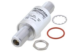 PE73SP1040 - Type N F/F In/Out Bulkhead Coax RF Surge Protector, DC - 2.4GHz, DC Pass, 50W, IP67, 45mJ, 18kA, Gas Discharge Tube, BiDirect