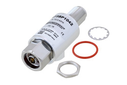 PE73SP1042 - Type N F/M In/Out Bulkhead Coax RF Surge Protector, DC - 2.4GHz, DC Pass, 50W, IP67, 18kA, Gas Discharge Tube