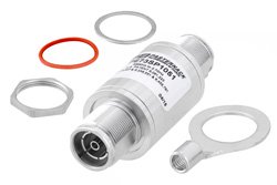 PE73SP1051 - 4.3-10 F/F In/Out Bulkhead Coax RF Surge Protector, 698MHz - 2.7GHz, DC Block, 500W, IP67, 40kA, Filter, Low PIM -173 dBc