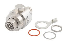 PE73SP1062 - 4.3-10 F/M Bulkhead Coaxial RF Surge Protector, 698MHz - 2.7GHz, 500W, IP67, 80 V Max., 1mJ, 20kA, Filter, Low PIM -173 dBc