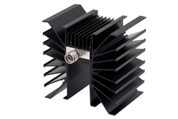 PE7409-50 - 50 dB Fixed Attenuator N Male To N Male Directional Black Aluminum Heatsink Body Rated To 300 Watts Up To 3 GHz