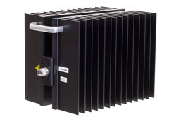 PE7423-40 - 40 dB Fixed Attenuator, N Male to N Female Directional Black Aluminum Heatsink Body Rated to 1000 Watts Up to 2.5 GHz