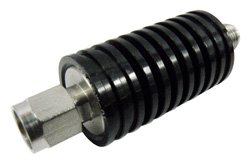 PE7428-01 - 1 dB Fixed Attenuator, SMA Male to SMA Female Black Anodized Aluminum Heatsink Body Rated to 10 Watts Up to 6 GHz