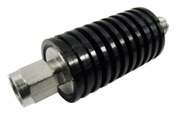 PE7428-30 - 30 dB Fixed Attenuator, SMA Male to SMA Female Black Anodized Aluminum Heatsink Body Rated to 10 Watts Up to 6 GHz