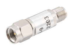 PE7429-9 - 9 dB Fixed Attenuator, 2.92mm Male to 2.92mm Female Passivated Stainless Steel Body Rated to 0.5 Watts Up to 40 GHz