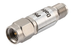 PE7430-0 - 0 dB Fixed Attenuator, 2.92mm Male to 2.92mm Female Passivated Stainless Steel Body Rated to 2 Watts Up to 40 GHz