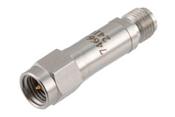 PE7466-40 - 40 dB RF Fixed Attenuator 2W, DC to 12GHz, SMA Male to SMA Female, Stainless Steel