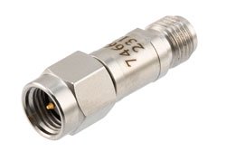 PE7466-9 - 9 dB Fixed Attenuator, SMA Male to SMA Female Stainless Steel Body Rated to 2 Watts, DC to 12 GHz