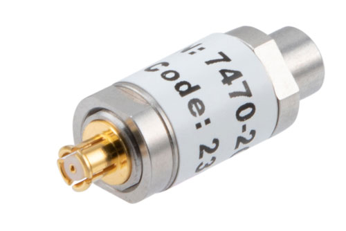 PE7470-20 - 20 dB Fixed Attenuator SMP Male to SMP Female Stainless Steel Body Rated to 1 Watt Up to 18 GHz