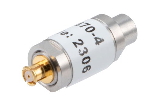 PE7470-4 - 4 dB Fixed Attenuator SMP Male to SMP Female Stainless Steel Body Rated to 1 Watt Up to 18 GHz