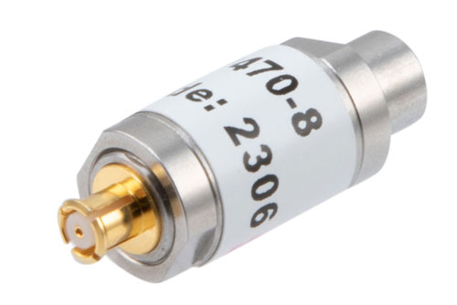 PE7470-8 - 8 dB Fixed Attenuator SMP Male to SMP Female Stainless Steel Body Rated to 1 Watt Up to 18 GHz