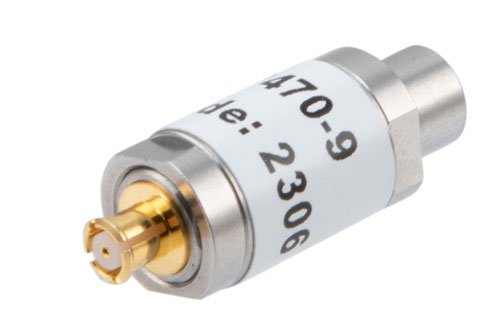 PE7470-9 - 9 dB Fixed Attenuator SMP Male to SMP Female Stainless Steel Body Rated to 1 Watt Up to 18 GHz