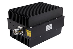 PE7485-10 - Low PIM 10dB Fixed Attenuator 4.3-10 female to 4.3-10 female Black Anodized Aluminum Body to 200 Watts 0.6 GHz to 6 GHz