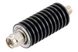 PE7486-10 - 10 dB Fixed Attenuator, SMA Male to SMA Female Black Anodized Aluminum Body Rated to 20 Watts Up to 26.5 GHz